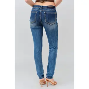 Basic 5 Pockets Mid Rise Skinny Jeans