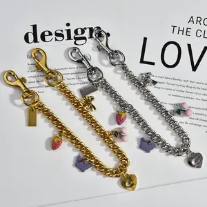 The brand-new multi-functional bag pendant is a fashionable new chain for women, a slanted square bag chain Embellished Straps Hanging Neck Strap