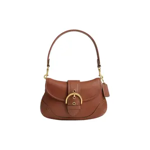 Coach Soho 26 Logo-Embellished Recycled Leather Shoulder Bag in Saddle Color for Women
