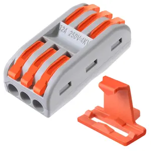 25Pcs Compact Lever Wire Nut Conductor Electrical Connectors with Fixed Base for 3 Circuit Inline Splices, Fit 28-12 AWG Wire