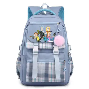 Rick & Morty Travel Cartoon Backpack Daypack 3D Printed Casual Big Capacity Backpacks with Side Pockets Adult Unisex Style-9-Blue