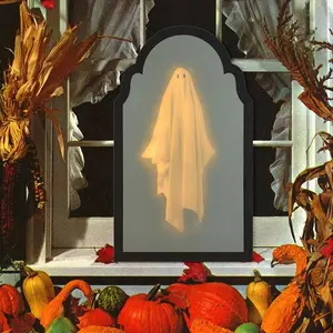 Holographic Ghost Mirror for Halloween Decorations, Indoor Halloween Room Decoration, Perfect for Halloween Parties & Events,Indoor Halloween Decorations, Suitable for Bedroom Kitchen and Fireplace Decor Gift Metal Spooky Ornaments