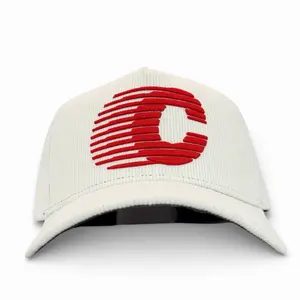 CORDUROY RED C SATIN LINING w/SEUDE UNDER BRIM CUSTOM HAT SNAPBACK