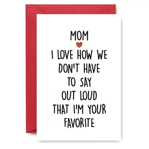 Mom Card, 1 Count Simple Letter Pattern Greeting Card with Envelope, Humorous Gift for Mom, Grandma, Wife, Perfect Gift from Daughter or Son