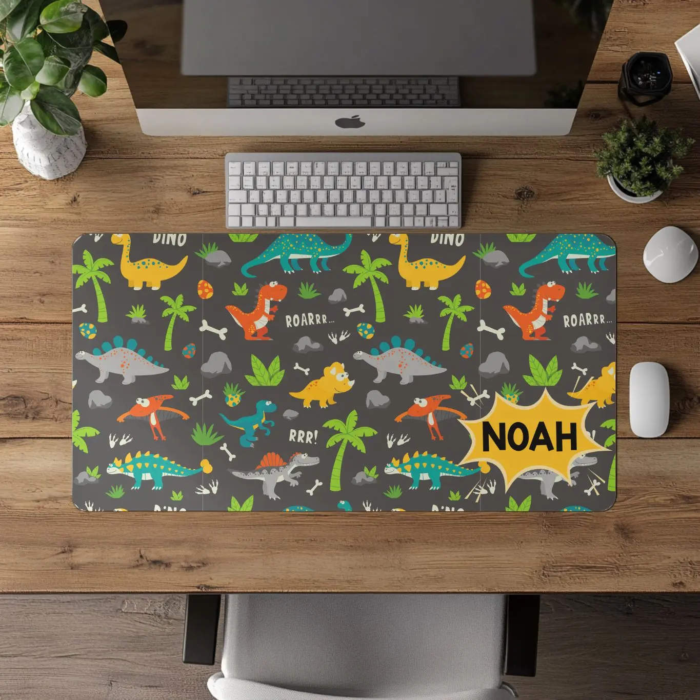 Dinosaur Mouse Pad, Personalized Dinosaur Gift, Cute Gamer Desk Mat, XL Desk Mat Cute, Cute Gamer Desk Pad, XL Gaming Mouse Pad, Custom Dino