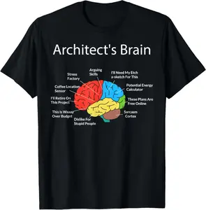 100% Cotton Funny Architect's Brain Architecture Students T-Shirt Gifts T-Shirt Menswear Top women's graphic tees casual outfits women vintage graphic tees country concert outfits shirts women