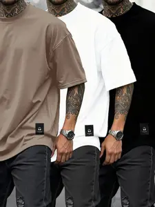 Men's Minimalist Headphones Logo Patch Oversized Graphic T-Shirt, Basic Casual Streetwear Fashion Tee, Simple Aesthetic Top #PatchLogoTee #BasicStreetwear #MinimalistPatchShirt #OversizedCasualTee #TikTokMadeMeBuyIt