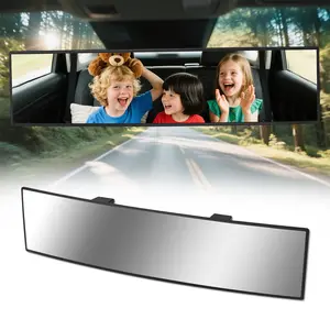 Universal 11.81 Inch Panoramic Convex Real View Mirror for Car SUV Trucks Reversible Passengers High-Quality Glass Anti-Fall Design Easy Install Rearview Mirror