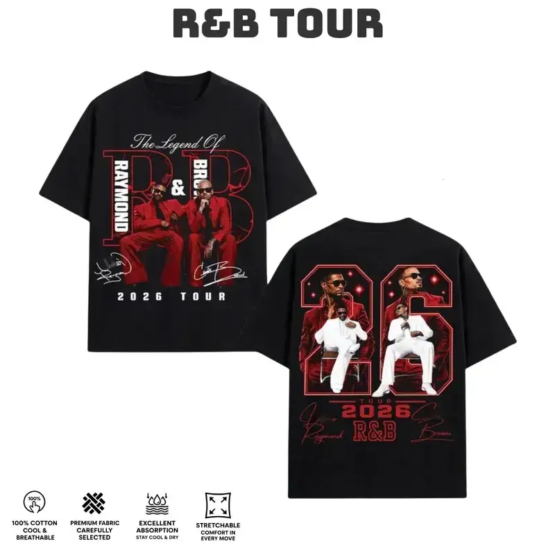 Ch.Brown Usher Raymond The R&B Tour 2026 Unisex Tee , GILDAN T-SHIRT.