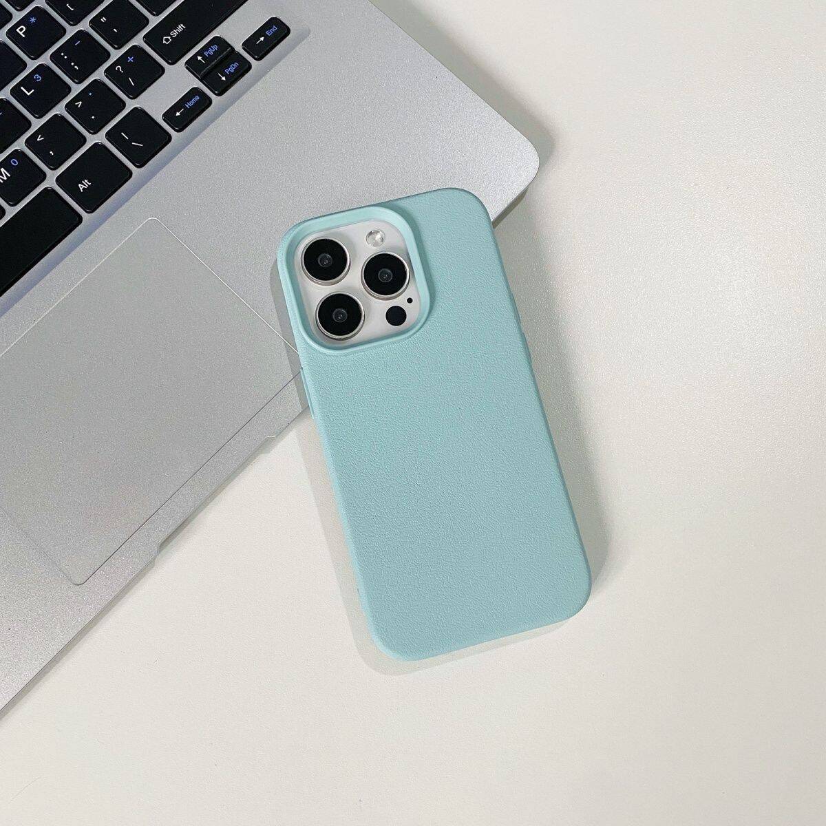 Soft Bumper Matte Phone Case, Faux Leather Texture Anti-Slip Cover, Raised Lip Shockproof Protection with Extra Large Camera Cutout, Universal for iPhone 11/12/13/14/15/16/17 Pro Max/Plus/Air