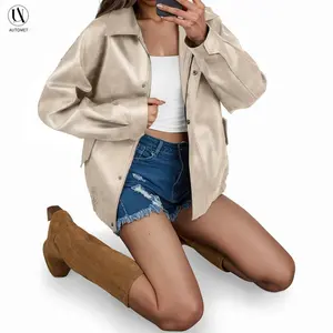 Automet Women's Faux Leather Motorcycle Jacket Trendy Fall Spring Clothes Oversized Zip Up Winter Coat Outerwear Black Style Long Sleeve Casual Fit(Sheet)