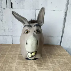 Donkey mask loquacious donkey dance mask Halloween horror play funny horsehead drama performance animal hood