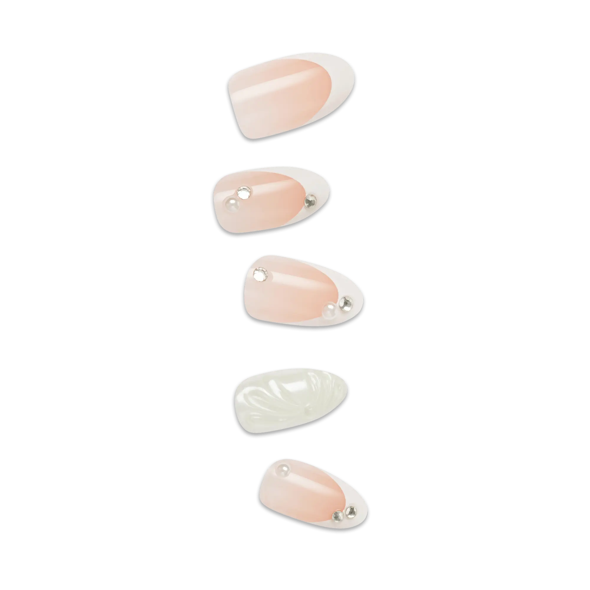 Impress Design No Glue Fake Press On Nails - Bloom | French Design, White, Medium, Almond, Manicure