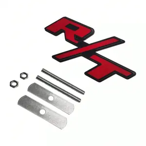 For RT Front Grill Emblems R/T Car Truck Badge Red Black Nameplate Decoration  R/T RT Front Grille Clip On Emblem Nameplate Mopar exterior accessories