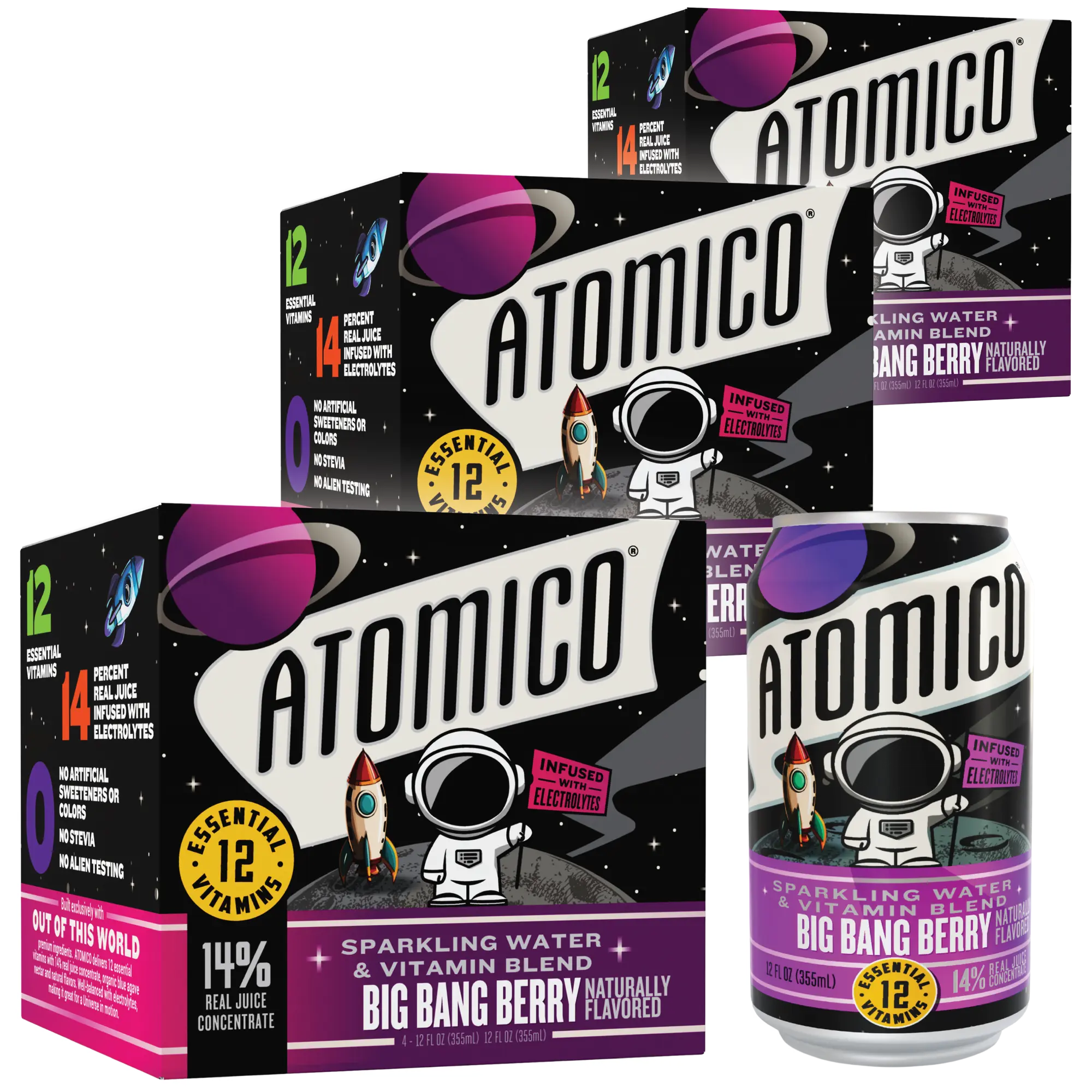 ATOMICO Sparkling Vitamin Water : BIG BANG BERRY 12PK