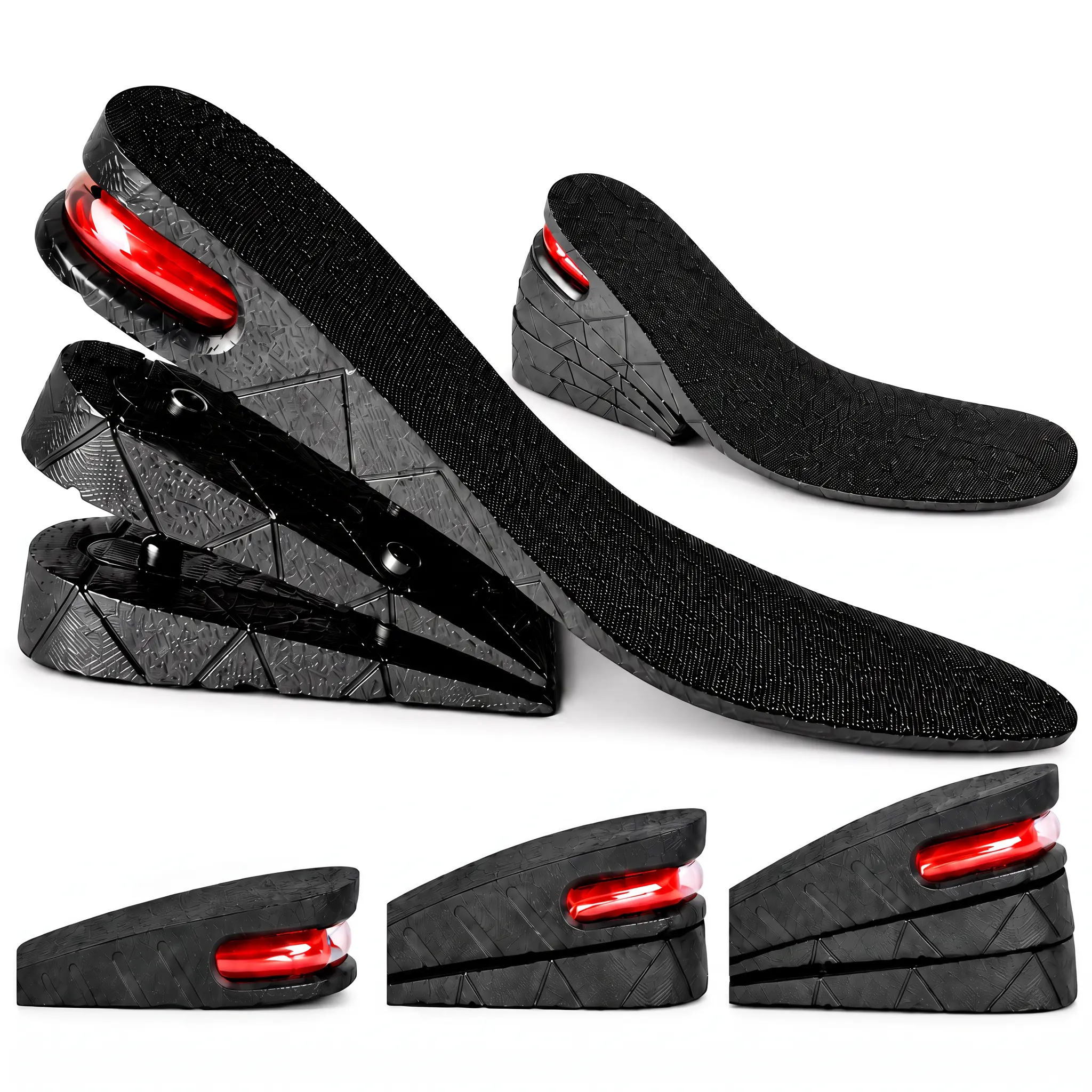 Height Increase Insoles – Adjustable Invisible Heel Lift Inserts for Men and Women, 1-3 Stackable Layers, Freely Combinable and Trim-to-Fit Design, Shock-Absorbing Cushions, Comfortable Fit