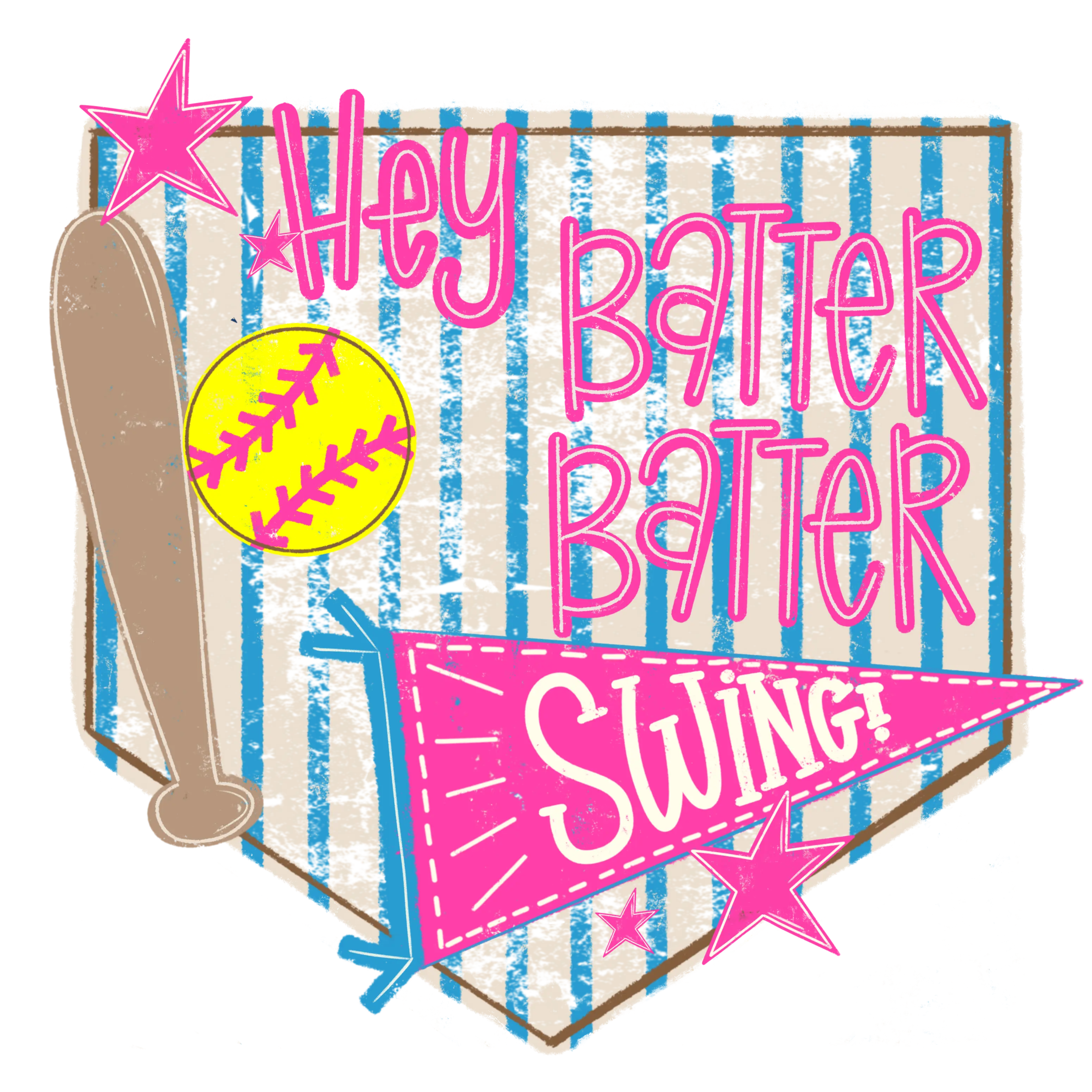 Softball Hey Batter Swing -Softball Design - DTF Transfers - Direct to Film Transfer - THIS IS NOT A T-Shirt or Digital product
