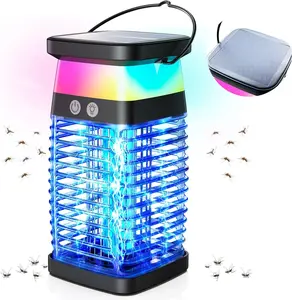 3-in-1 Solar Bug Zapper Outdoor & Indoor, Mosquito Killer Lamp with LED Light, USB Rechargeable, Silent & Safe for Home Camping
