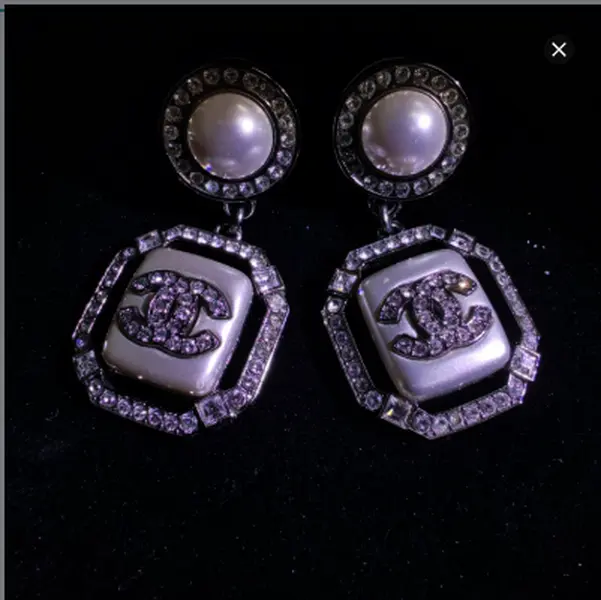 Pre-owned Chanel Pearl and Diamond Drop Stud Earrings（SZS 20908）