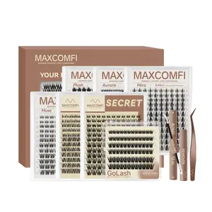 MAXCOMFI Pro DIY Cosmetic Cluster Lashes Set, Limited-Time Deal, Waterproof Long-Lasting Venus Velure Style, Natural to Voluminous Anime Manga Lashes for Beginners, Makeup Essential, Anime Lashes Summervibes