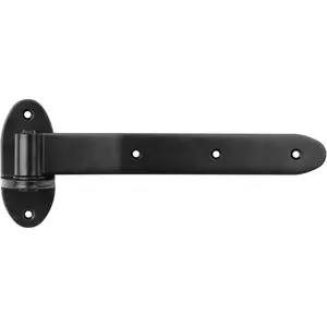 4 Pack 12" Black Strap Gate Hinges, Heavy Duty 3/16" Thick T Shape Lift Off Hinge for Fence Barn