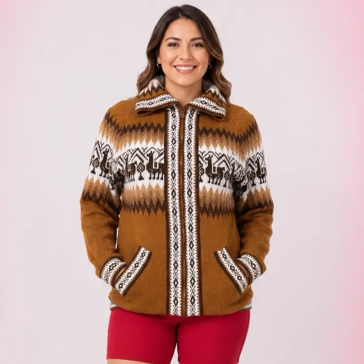 Sueter Peruano cierre $35  - Artesanal Made by Hand Lightweight & Easy to Style for Everyday - sueter de alpaca
