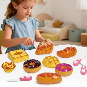 Kids Play Kitchen Toy Set 12PCS Tea Party Toys With Cuttable Cakes Desserts Educational For Fine Motor Skills Pretend Cooking Gift For Toddler Girls Boys Ages 3+ Birthday Christmas Gifts