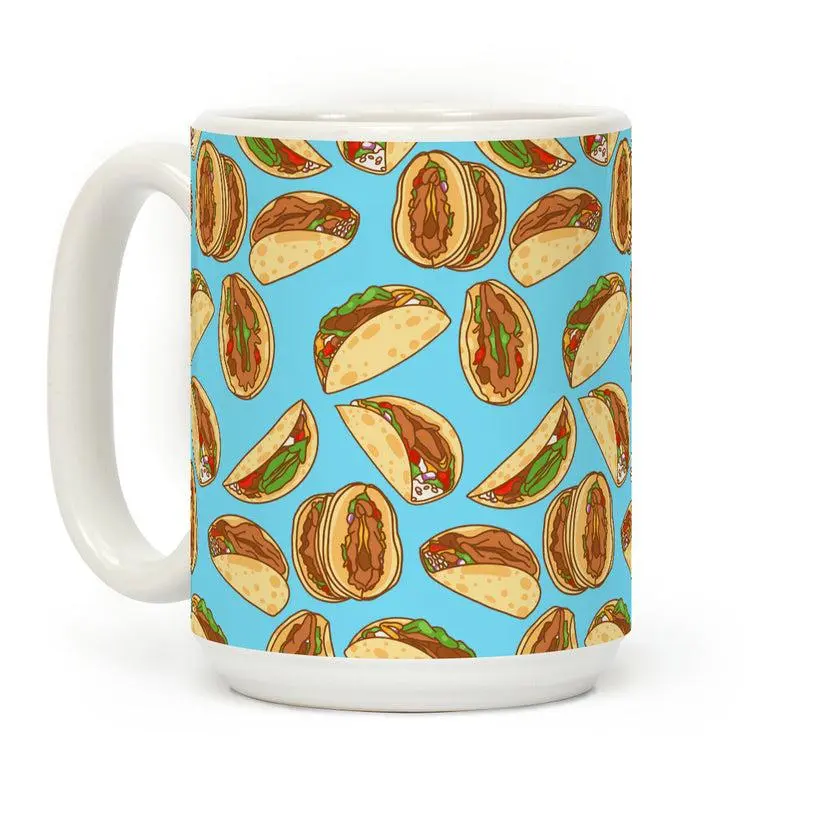 [Sale Up to 60% ] Taco Vulvas Pattern Coffee Mug  11 oz or 15 oz Ceramic Drinkware with Large Handles, Printed in the USA