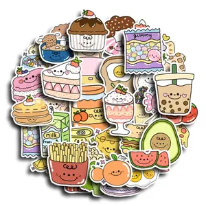 40pcs Cute Cartoon Snack Pattern Sticker, Waterproof Decorative Sticker For Scrapbooking, Diary, Stationery, Water Bottle