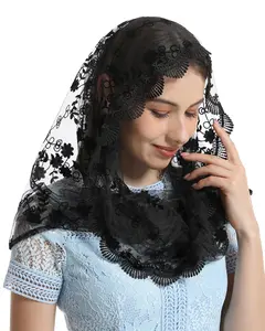 Mantveil Catholic Chapel Infinity Veil: Vintage Flower Lace Scarf Mantillas Veils for Church Latin Mass Head Covering for Women