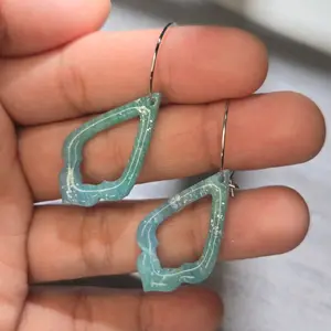 Elegant Teal Acrylic Hoop Earrings for Women - Stylish Statement Jewelry for Everyday Wear