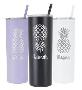 [AVITO] 20 oz Pineapple Tumbler - Beach Vacation Cup for Girls Trip, Upside Down Pineapple Design - Drinkware