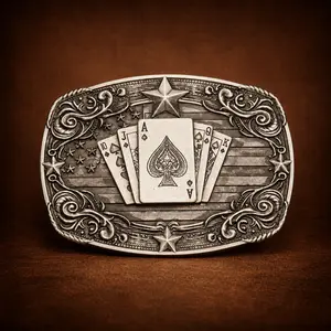 Western Belt Buckle for Men & Women, Vintage Cowboy Cowgirl Rodeo Buckle, Texas Longhorn Bull Goat Poker Horse Design, Retro Oval Metal Belt Buckle for Jeans, Country Western Fashion Accessory Gift