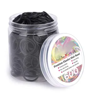3/4" Inches Black Hair Rubber Bands for Hair Ties Small Mini Elastics Bands Large Braiding Ponytail Holders for   Girls  No  600 count (M) Latex-Free