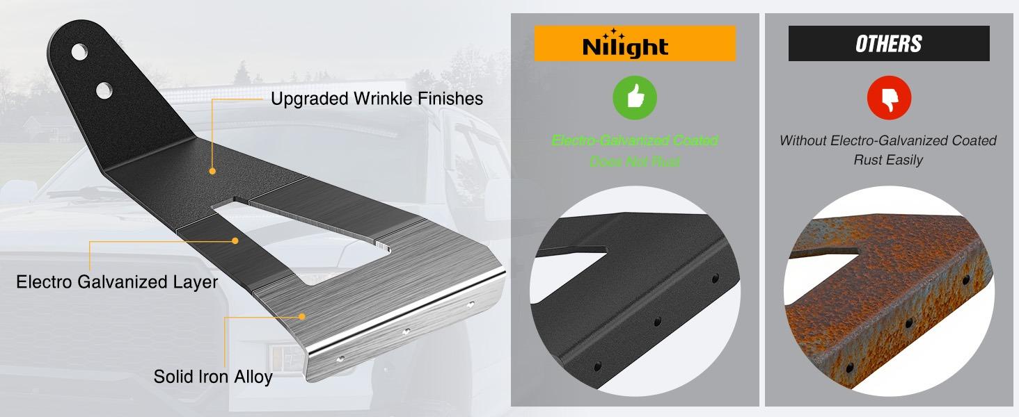 Nilight 2PCS 52 inch Curved LED Light Bar Bracket at Upper Windshield Roof Cab for 2004-2018 Ford F150 & SVT Ra