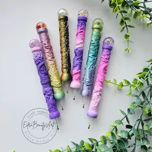Enchanted Diamond Painting Pen 3D Printed Multiplacer Push Tip One Ended Replacable Tip Art Tool with Colorful Design Plastic or Metal Push Tips Handcraft Handmade Gifts