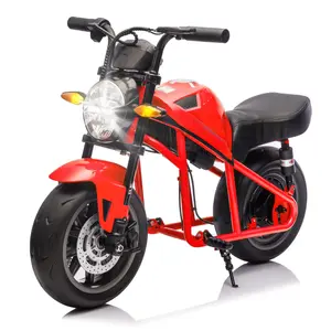 42.52*22.83*28.35 Inch Black 24V 300W Kids Electric XL Motorcycle 11.18MPH Twist Grip Throttle 14" EVA Wide Wheels Dual Suspension Music Lights for Ages 6+