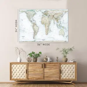 Academia Maps - Accurate World Map - Gall-Orthographic Projection World Map - 36" x 24" Poster Map Print - Highly Applicable for Classrooms and Study Spaces - Wall Map of the World