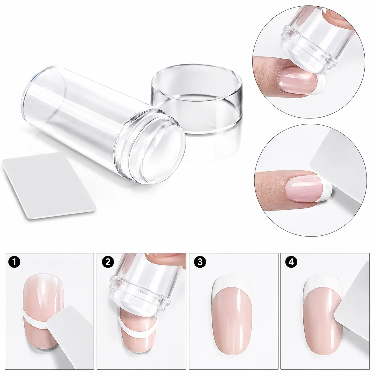 French Tip Tool,Nail Art Stamper Kit for DIY together,Home Manicure Starter Tool Salon(2 PCS)