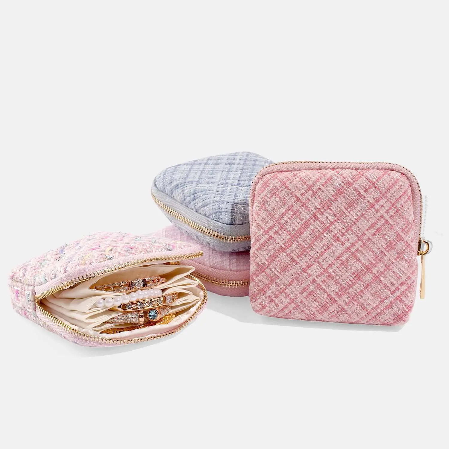 Velvet Waterproof Jewelry Organizer Storage Bag - Simple Daily Use, Secure Zip Pouch for Bracelets, Earrings, Necklaces, Travel & Home Organization, Organizer Storage Bags