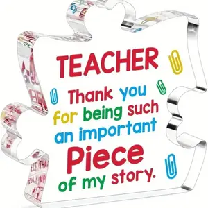 Teacher Appreciation Gift Acrylic Puzzle Plaque – Thank You for Being Such an Important Piece of My Story – Crystal Clear Acrylic Gift Keepsake for Teacher, Mentor, or Coach, Thank You Message Plaque - Acrylic Puzzle Plaque