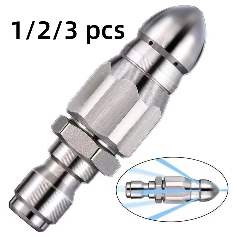 【Back to School】Stainless Steel High‑Pressure Sewer Jetter Spray Nozzle for Pressure Washers, 5000 PSI Powerful Jets, 1/4 Inch Quick Hose Connector, Fast Drain Clearing Pipe Fittings, Surface‑Gentle Plumbing Accessory, Pressure Washer Spray Nozzle-MM1