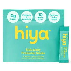 Hiya Kids Probiotic – 10 Billion CFU with Clinically-Studied Strains for Ages 2+, Supports Gut Health & Immune, 0g Sugar – 20 Stick Packs for Toddlers & Kids