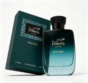 Hawas For Him Malibu Eau de Parfum for Men 3.38 fl.oz 100ml | Sunny Coastal Citrus Fragrance | Fresh & Energetic Summer-Inspired Scent | Long-Lasting Refreshing Perfume for Daily, Beach & Casual Outdoor Wear