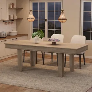 63" to 86.6" Extendable Dining Room Table for 6-10, Farmhouse Kitchen Table with Wooden Sturdy Frame, Large Rectangular Dinner Table for Dining Room Kitchen