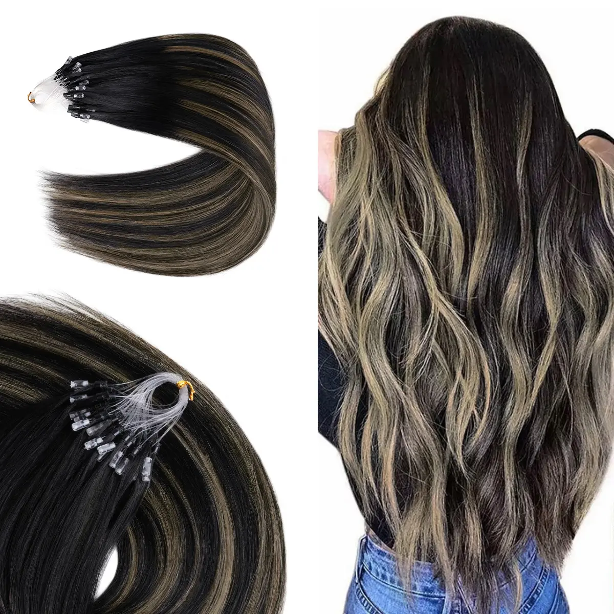 1B/19/1B-Balayage Natural Black to Light Blonde