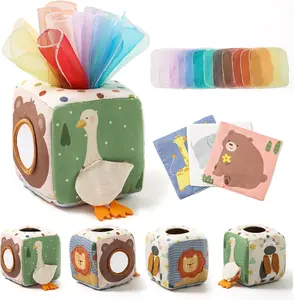 Baby Tissue Box Toy for Babies 6-12 Months, Montessori Sensory Toys for 1 Year Old Boy, Infant Toy with Crinkle Tissues & Fine Motor, for 6 9 12 18 Months Old Kids 1st Birthday