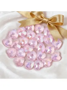 30pcs 8mm AB Color Pink Heart shaped Glass Beads Gorgeous Loose Spaced Beads Used for DIY Jewelry Making Bracelets, Necklaces, Earrings Crafts Accessories Valentine's Day Gifts