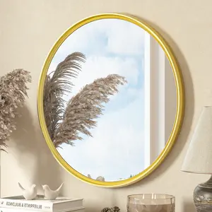 TETOTE Round Wall Mirror, Elegant Metal Frame with Brushed Finish, Circle Decorative Mirror, Accent Mirror for Living Room, Bedroom, Vanity, Entryway