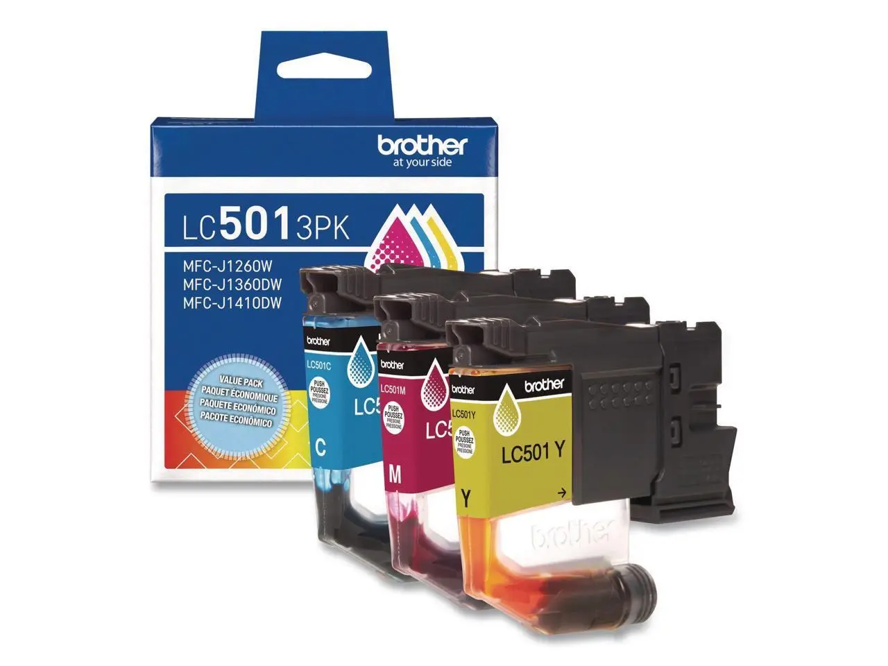 Brother LC501 3PK Original Standard Yield Inkjet Ink Cartridge Cyan Magenta Yellow 3 Pack Brother LC501 3PK Original Standard Yield Inkjet Ink Cartridge Cyan Magenta Yellow 3 Pack